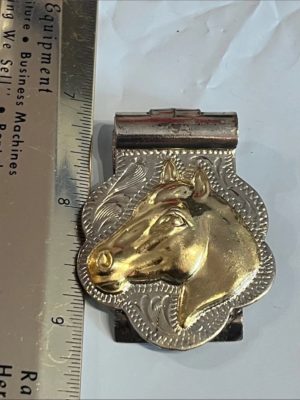 ALPACA MEXICO SILVER MONEY CLIP, horse in GOLDTONE